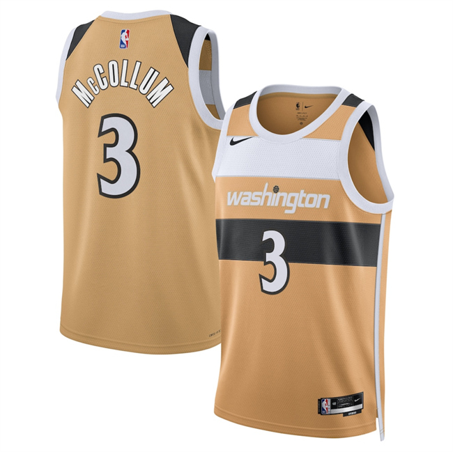 Men's Washington Wizards #3 CJ McCollum Gold 2025 26 City Edition Stitched Basketball Jersey