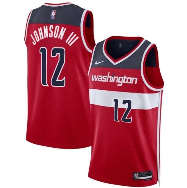 Men's Washington Wizards #12 Tre Johnson III Red 2025 Draft Icon Edition Stitched Basketball Jersey Men's Washington Wizards #12 Tre Johnson III Red 2025 Draft Icon Edition Stitched Basketball Jersey