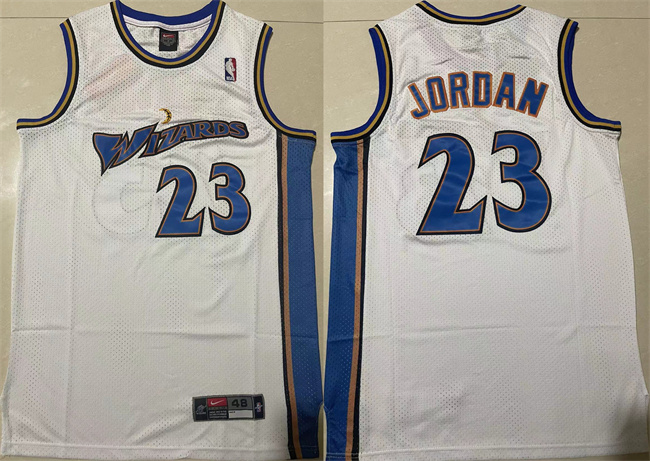 Men's Washington Wizards #23 Michael Jordan White Throwback Stitched Jersey Men's Washington Wizards #23 Michael Jordan White Throwback Stitched Jersey