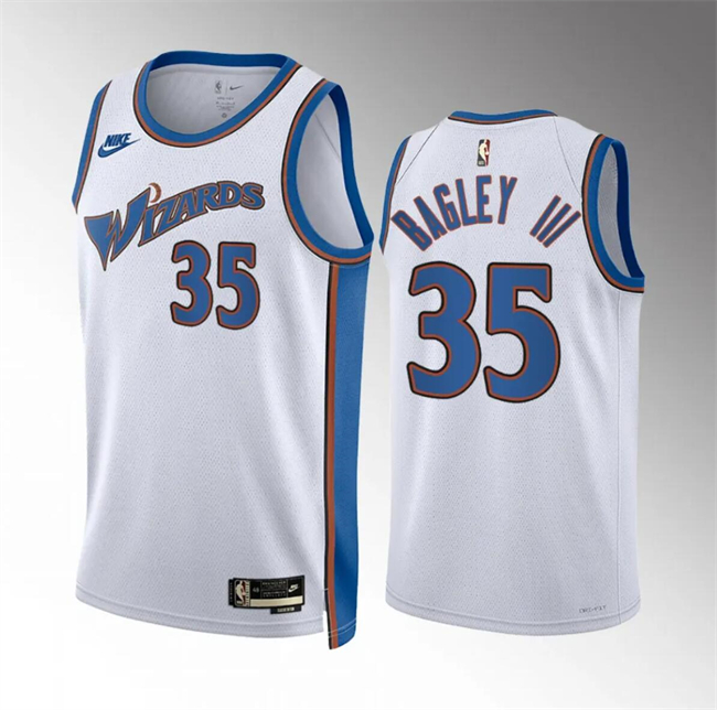 Men's Washington Wizards #35 Marvin Bagley III White Classic Edition Stitched Basketball Jersey Men's Washington Wizards #35 Marvin Bagley III White Classic Edition Stitched Basketball Jersey
