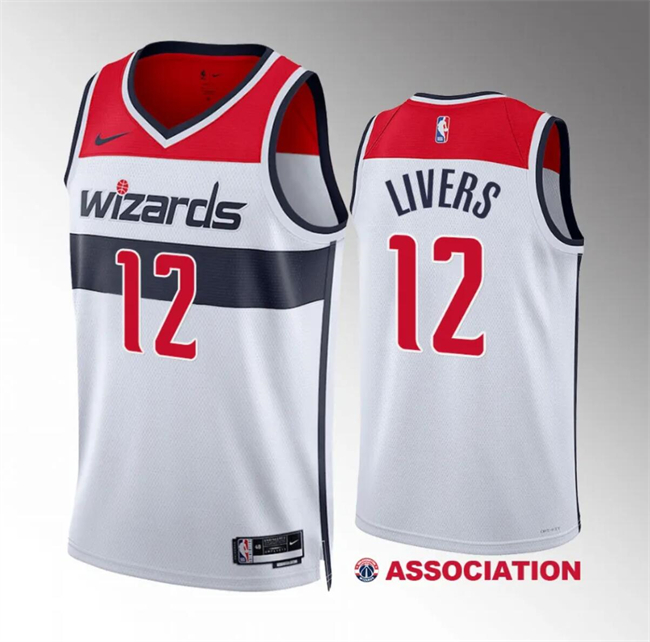 Men's Washington Wizards #12 Isaiah Livers White Association Edition Stitched Basketball Jersey Men's Washington Wizards #12 Isaiah Livers White Association Edition Stitched Basketball Jersey