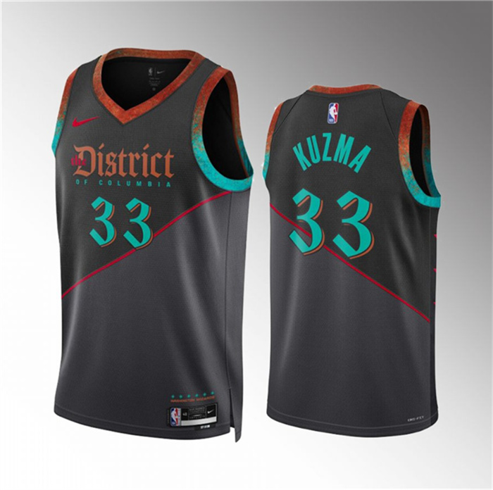 Men's Washington Wizards #33 Kyle Kuzma Black 2023 24 City Edition Stitched Basketball Jersey Men's Washington Wizards #33 Kyle Kuzma Black 2023 24 City Edition Stitched Basketball Jersey