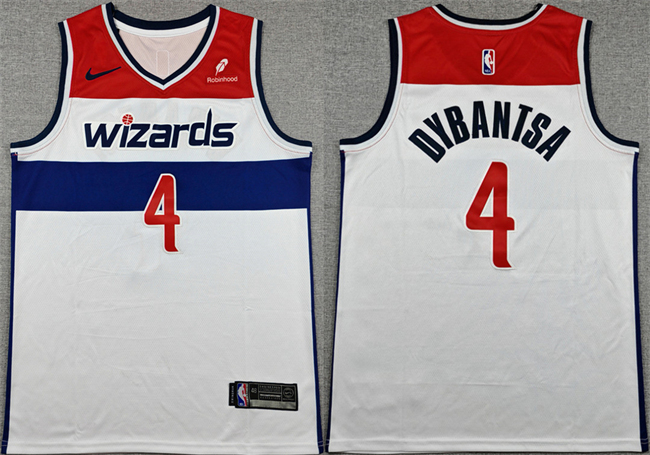 Men's Washington Wizards #4 AJ Dybantsa White 2026 Association Edition Draft Stitched Basketball Jersey