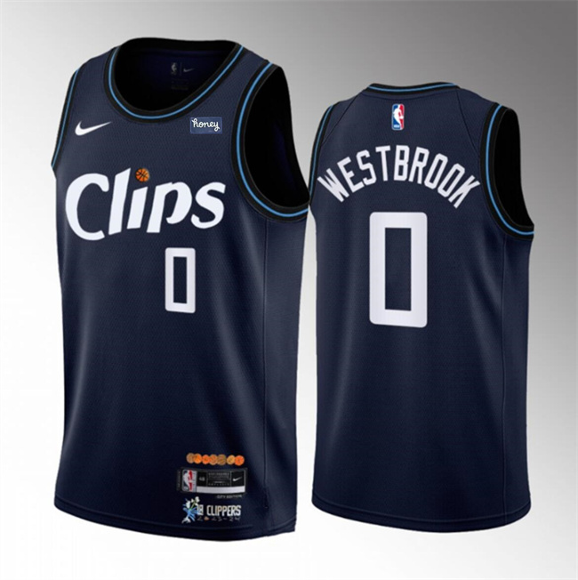 Men's Los Angeles Clippers #0 Russell Westbrook Navy 2023-24 City Edition Stitched Jersey Men's Los Angeles Clippers #0 Russell Westbrook Navy 2023-24 City Edition Stitched Jersey