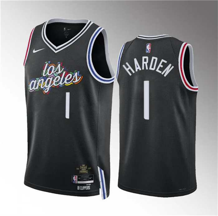 Men's Los Angeles Clippers #1 James Harden Black 2022 23 City Edition Stitched Jersey Men's Los Angeles Clippers #1 James Harden Black 2022 23 City Edition Stitched Jersey