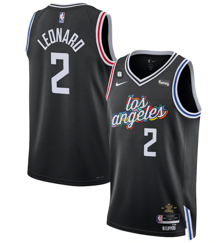 Men's Los Angeles Clippers #2 Kawhi Leonard Black 2022 23 City Edition With NO.6 Patch Stitched Jersey Men's Los Angeles Clippers #2 Kawhi Leonard Black 2022 23 City Edition With NO.6 Patch Stitched Jersey