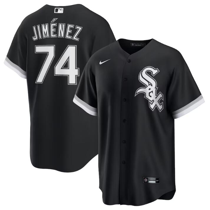 Men's Chicago White Sox #74 Eloy Jimenez Black 2024 Alternate Stitched Baseball Jersey Men's Chicago White Sox #74 Eloy Jimenez Black 2024 Alternate Stitched Baseball Jersey