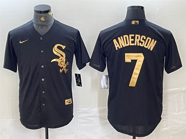 Men's Chicago White Sox #7 Tim Anderson Black Cool Base Stitched Jersey Men's Chicago White Sox #7 Tim Anderson Black Cool Base Stitched Jersey