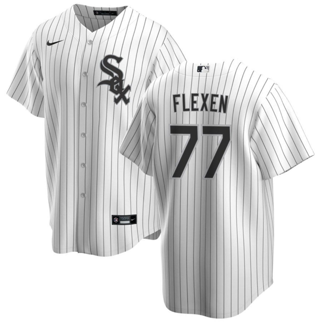 Men's Chicago White Sox #77 Chris Flexen White Cool Base Stitched Baseball Jersey Men's Chicago White Sox #77 Chris Flexen White Cool Base Stitched Baseball Jersey