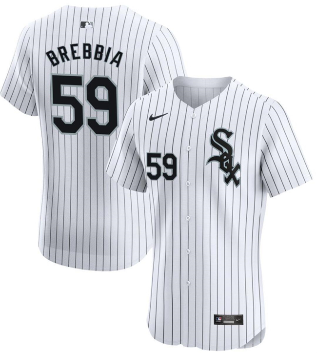 Men's Chicago White Sox #59 John Brebbia White Elite Stitched Baseball Jersey Men's Chicago White Sox #59 John Brebbia White Elite Stitched Baseball Jersey