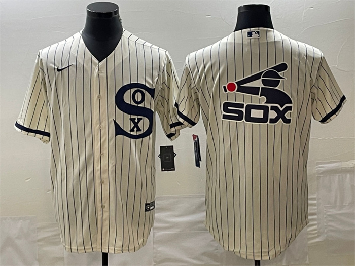 Men's Chicago White Sox Cream Team Big Logo Cool Base Stitched Jersey Men's Chicago White Sox Cream Team Big Logo Cool Base Stitched Jersey