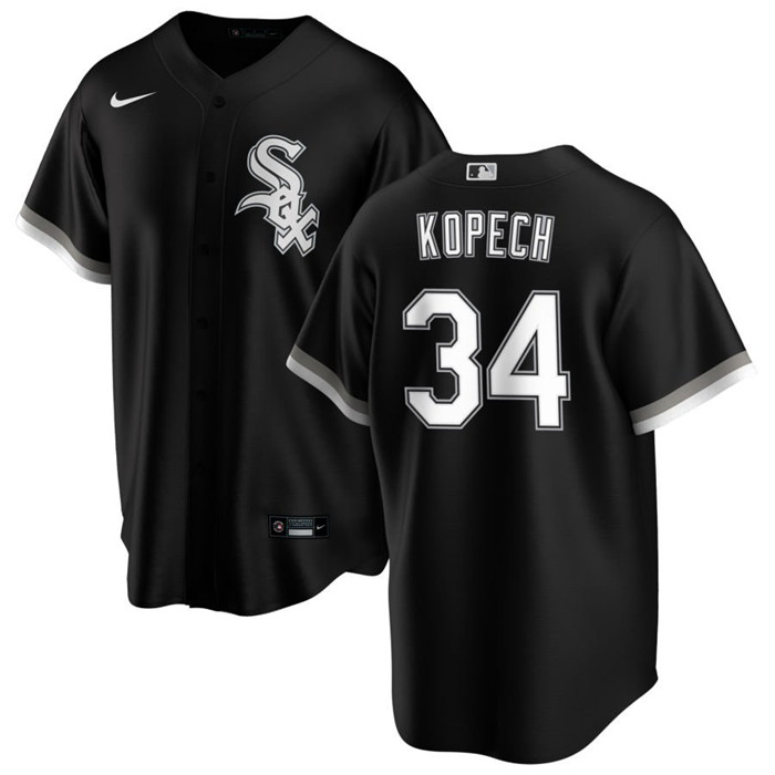 Men's Chicago White Sox #34 Michael Kopech Black Cool Base Stitched Jersey Men's Chicago White Sox #34 Michael Kopech Black Cool Base Stitched Jersey