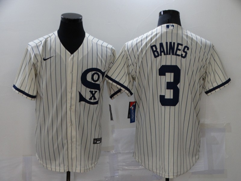 Men's Chicago White Sox #3 Harold Baines 2021 Cream Field of Dreams Name Cool Base Stitched Nike Jersey Men's Chicago White Sox #3 Harold Baines 2021 Cream Field of Dreams Name Cool Base Stitched Nike Jersey