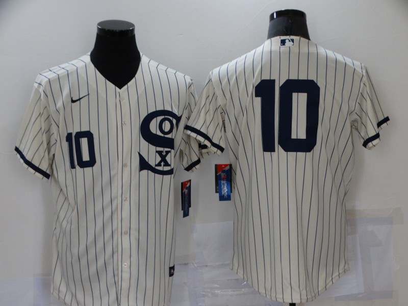 Men's Chicago White Sox #10 Yoan Moncada 2021 Cream Navy Field of Dreams Number Flex Base Stitched Jersey Men's Chicago White Sox #10 Yoan Moncada 2021 Cream Navy Field of Dreams Number Flex Base Stitched Jersey