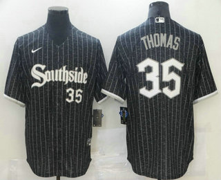 Men's Chicago White Sox #35 Frank Thomas Black With Small Number 2021 City Connect Stitched MLB Cool Base Nike Jersey Men's Chicago White Sox #35 Frank Thomas Black With Small Number 2021 City Connect Stitched MLB Cool Base Nike Jersey