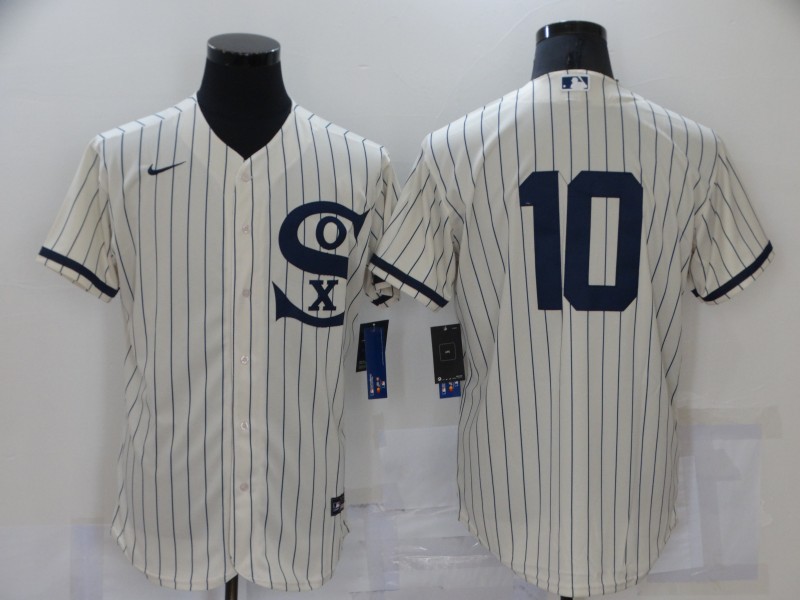 Men's Chicago White Sox #10 Yoan Moncada 2021 Cream Navy Field of Dreams Flex Base Stitched Jersey Men's Chicago White Sox #10 Yoan Moncada 2021 Cream Navy Field of Dreams Flex Base Stitched Jersey