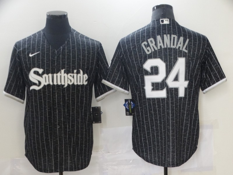 White Sox 24 Yasmani Grandal Black 2021 City Connect Cool Base Jersey White Sox 24 Yasmani Grandal Black 2021 City Connect Cool Base Jersey