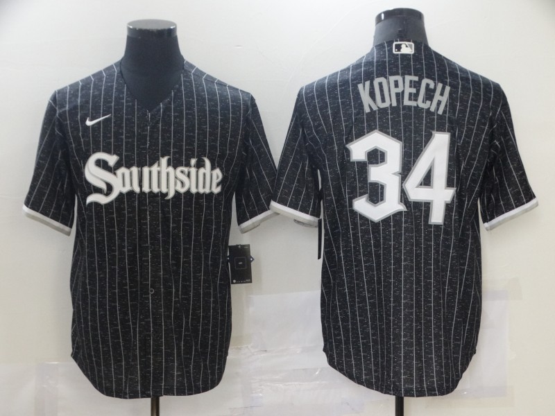 White Sox 34 Michael Kopech Black 2021 City Connect Cool Base Jersey White Sox 34 Michael Kopech Black 2021 City Connect Cool Base Jersey