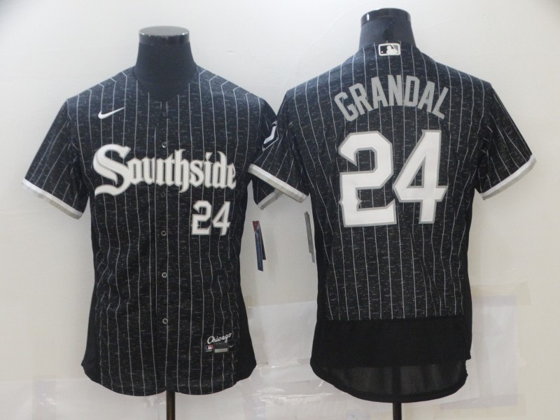 White Sox 24 Yasmani Grandal Black 2021 City Connect Flexbase Jersey White Sox 24 Yasmani Grandal Black 2021 City Connect Flexbase Jersey