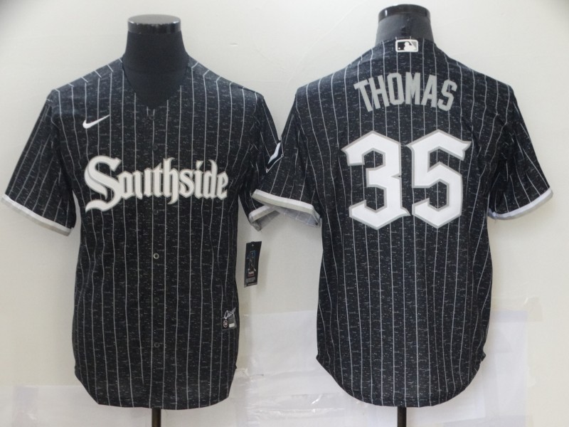 White Sox 35 Frank Thomas Black 2021 City Connect Cool Base Jersey White Sox 35 Frank Thomas Black 2021 City Connect Cool Base Jersey