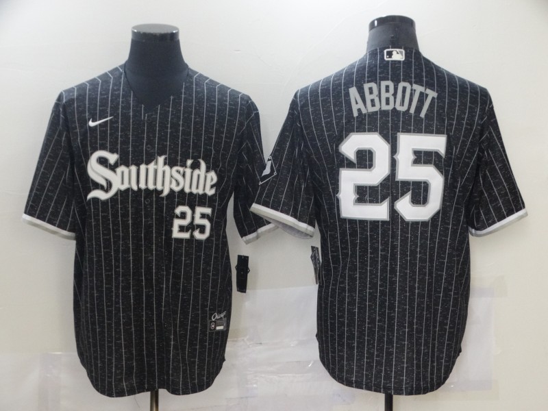 White Sox 25 Jeff Abbott Black 2021 City Connect Cool Base Jersey White Sox 25 Jeff Abbott Black 2021 City Connect Cool Base Jersey