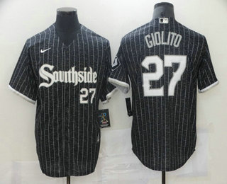 Men's Chicago White Sox #27 Lucas Giolito Black With Small Number 2021 City Connect Stitched MLB Cool Base Nike Jersey Men's Chicago White Sox #27 Lucas Giolito Black With Small Number 2021 City Connect Stitched MLB Cool Base Nike Jersey