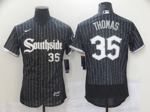 Men's Chicago White Sox #35 Frank Thomas Black 2021 City Connect Stitched MLB Flex Base Nike Jersey Men's Chicago White Sox #35 Frank Thomas Black 2021 City Connect Stitched MLB Flex Base Nike Jersey