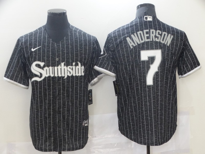 White Sox #7 Tim Anderson Nike Black 2021 City Connect Cool Base Jersey White Sox #7 Tim Anderson Nike Black 2021 City Connect Cool Base Jersey