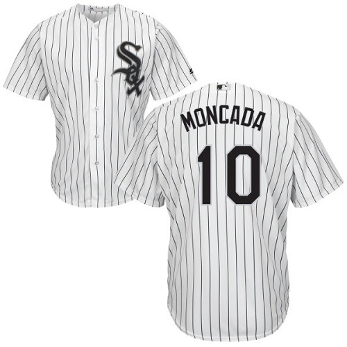 Men's White Sox #10 Yoan Moncada White(Black Strip) Home Cool Base Stitched MLB Jersey Men's White Sox #10 Yoan Moncada White(Black Strip) Home Cool Base Stitched MLB Jersey