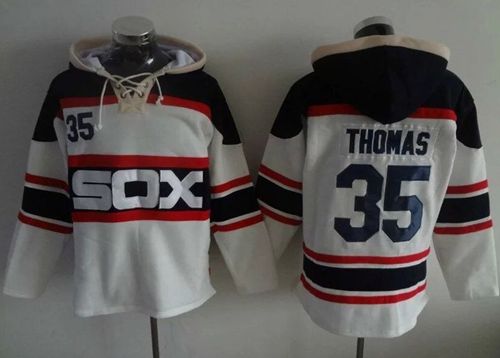 White Sox #35 Frank Thomas White Sawyer Hooded Sweatshirt White Sox #35 Frank Thomas White Sawyer Hooded Sweatshirt