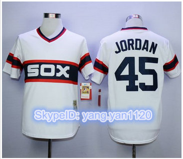 Mitchell And Ness 1983 Chicago White Sox #45 Michael Jordan White Throwback Stitched MLB Jersey Mitchell And Ness 1983 Chicago White Sox #45 Michael Jordan White Throwback Stitched MLB Jersey