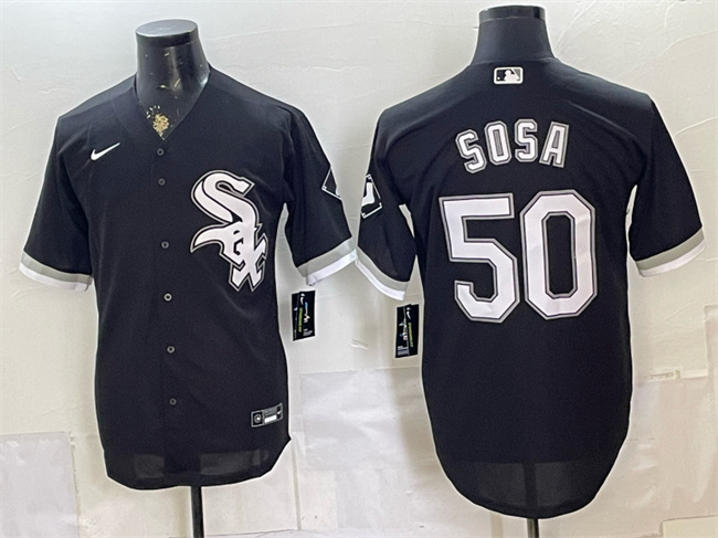en's Chicago White Sox #50 Lenyn Sosa Black Stitched Baseball Jersey