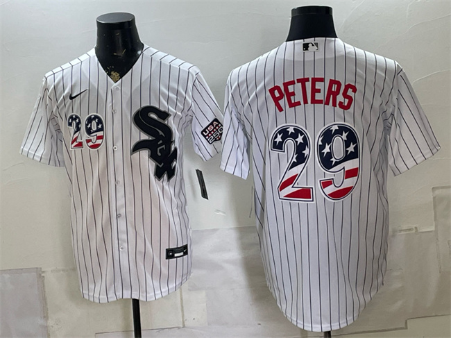Men's Chicago White Sox #29 Tristan Peters White 2026 USA 250 Fourth of July Stitched Baseball Jersey