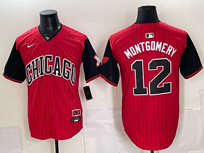 Men's Chicago White Sox #12 Colson Montgomery Red Black 2025 City Connect Limited Stitched Baseball Jersey