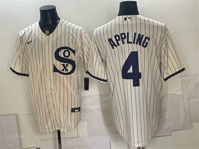 Men's Chicago White Sox #4 Luke Appling Cream Cool Base Stitched Baseball Jersey