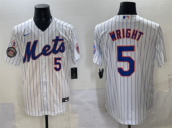 Men's New York Mets #5 David Wright White With Patch Stitched Baseball Jersey Men's New York Mets #5 David Wright White With Patch Stitched Baseball Jersey
