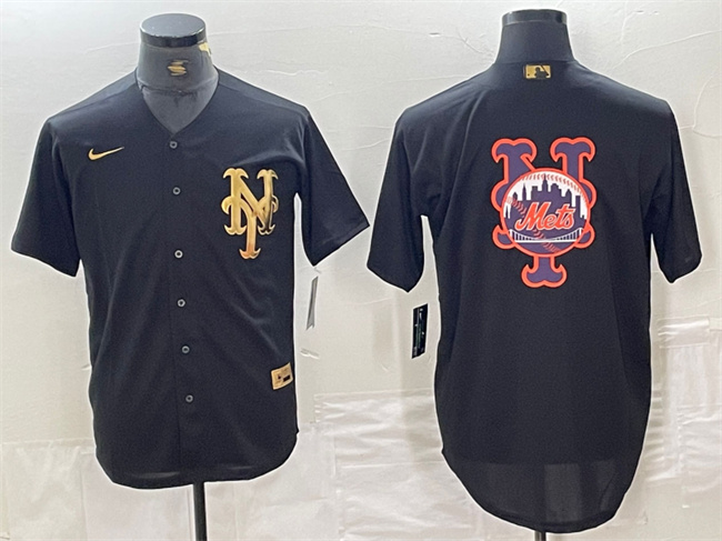 Men's New York Mets Black Team Big Logo Cool Base Stitched Baseball Jersey 3 Men's New York Mets Black Team Big Logo Cool Base Stitched Baseball Jersey 3