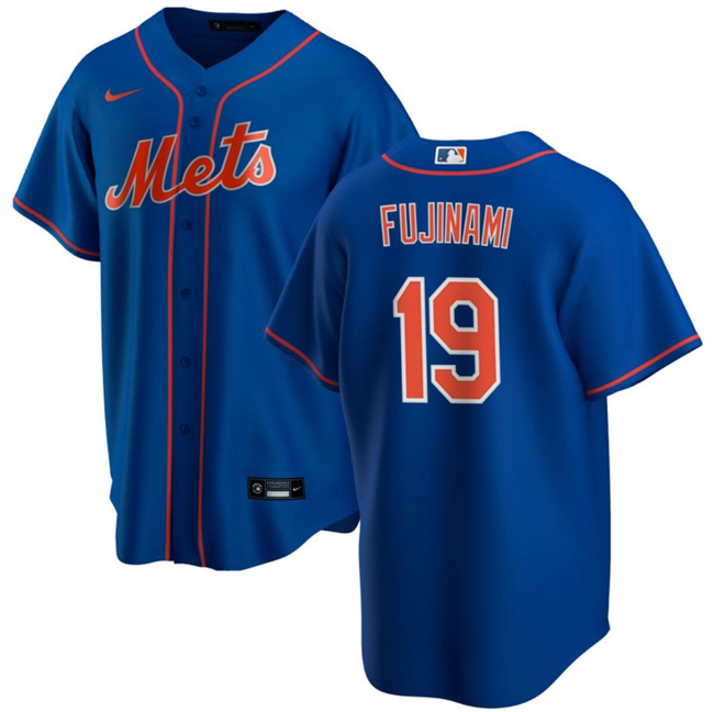Men's New York Mets #19 Shintaro Fujinami Blue Cool Base Stitched Baseball Jersey Men's New York Mets #19 Shintaro Fujinami Blue Cool Base Stitched Baseball Jersey