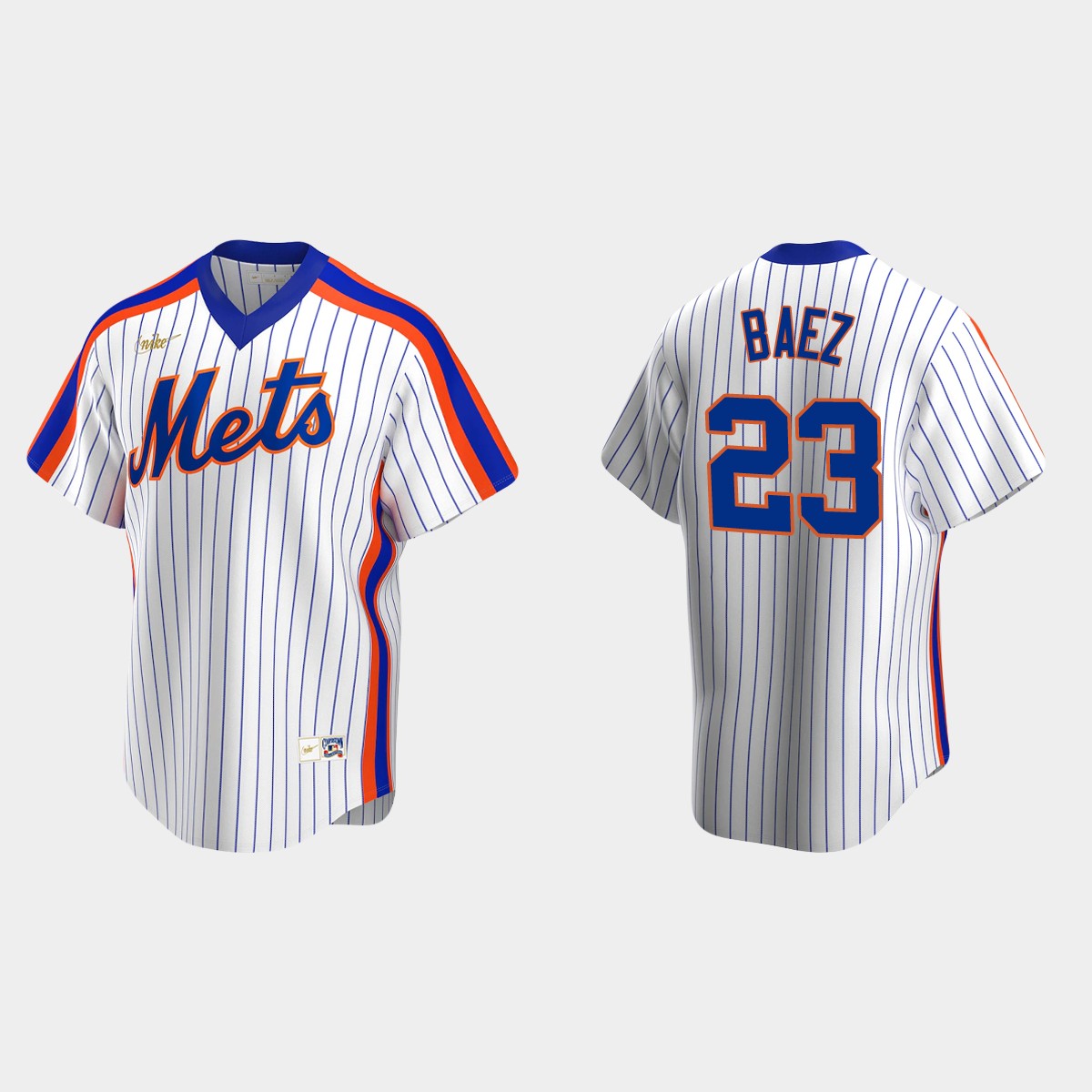 New York Mets #23 Javier Baez Men's Nike White Cooperstown Collection MLB Jersey New York Mets #23 Javier Baez Men's Nike White Cooperstown Collection MLB Jersey