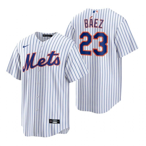 Men's New York Mets #23 Javier Baez White Replica Home Nike Jersey Men's New York Mets #23 Javier Baez White Replica Home Nike Jersey