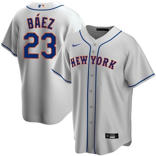 Men's New York Mets #23 Javier Baez Gray Replica Nike Jersey Men's New York Mets #23 Javier Baez Gray Replica Nike Jersey