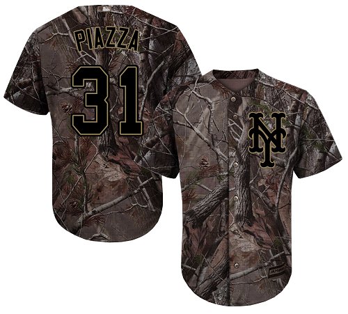 Mets #31 Mike Piazza Camo Realtree Collection Cool Base Stitched Baseball Jersey