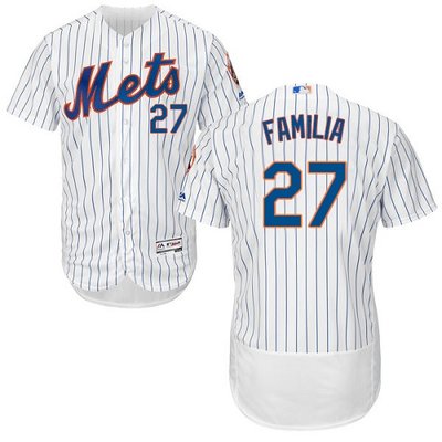 Mets #27 Jeurys Familia White(Blue Strip) Flexbase Authentic Collection Stitched MLB Jersey Mets #27 Jeurys Familia White(Blue Strip) Flexbase Authentic Collection Stitched MLB Jersey