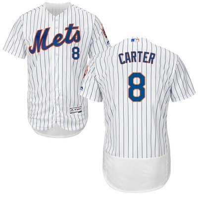 Mets #8 Gary Carter White(Blue Strip) Flexbase Authentic Collection Stitched MLB Jersey Mets #8 Gary Carter White(Blue Strip) Flexbase Authentic Collection Stitched MLB Jersey