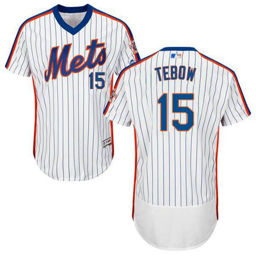 Mets #15 Tim Tebow White(Blue Strip) Flexbase Authentic Collection Alternate Stitched MLB Jersey Mets #15 Tim Tebow White(Blue Strip) Flexbase Authentic Collection Alternate Stitched MLB Jersey