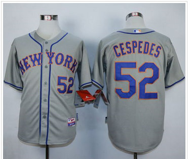 New York Mets #52 Yoenis Cespedes Grey Road Cool Base Stitched MLB Jersey New York Mets #52 Yoenis Cespedes Grey Road Cool Base Stitched MLB Jersey