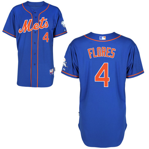 New York Mets #4 Flores Blue Authentic Personalized Alternate Home Jersey New York Mets #4 Flores Blue Authentic Personalized Alternate Home Jersey