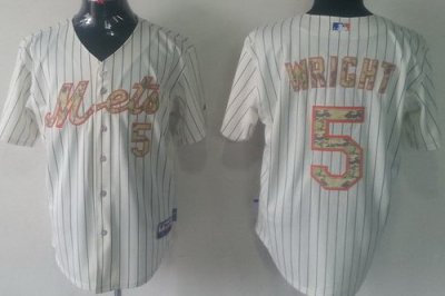 New York Mets 5 David Wright Cream Cool Base MLB Jersey Camo Number