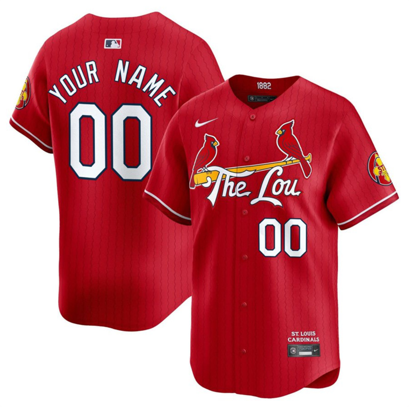 Men's St. Louis Cardinals Active Player Custom Red 2024 City Connect Limited Stitched Baseball Jersey Men's St. Louis Cardinals Active Player Custom Red 2024 City Connect Limited Stitched Baseball Jersey