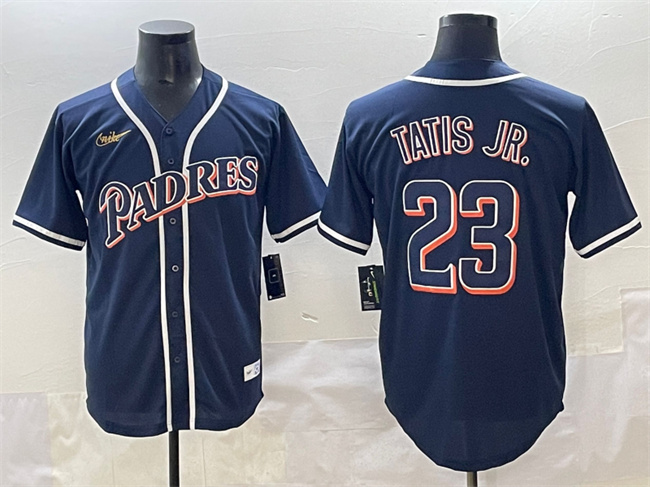 Men's San Diego Padres #23 Fernando Tatis Jr. Navy Stitched Baseball Jersey Men's San Diego Padres #23 Fernando Tatis Jr. Navy Stitched Baseball Jersey